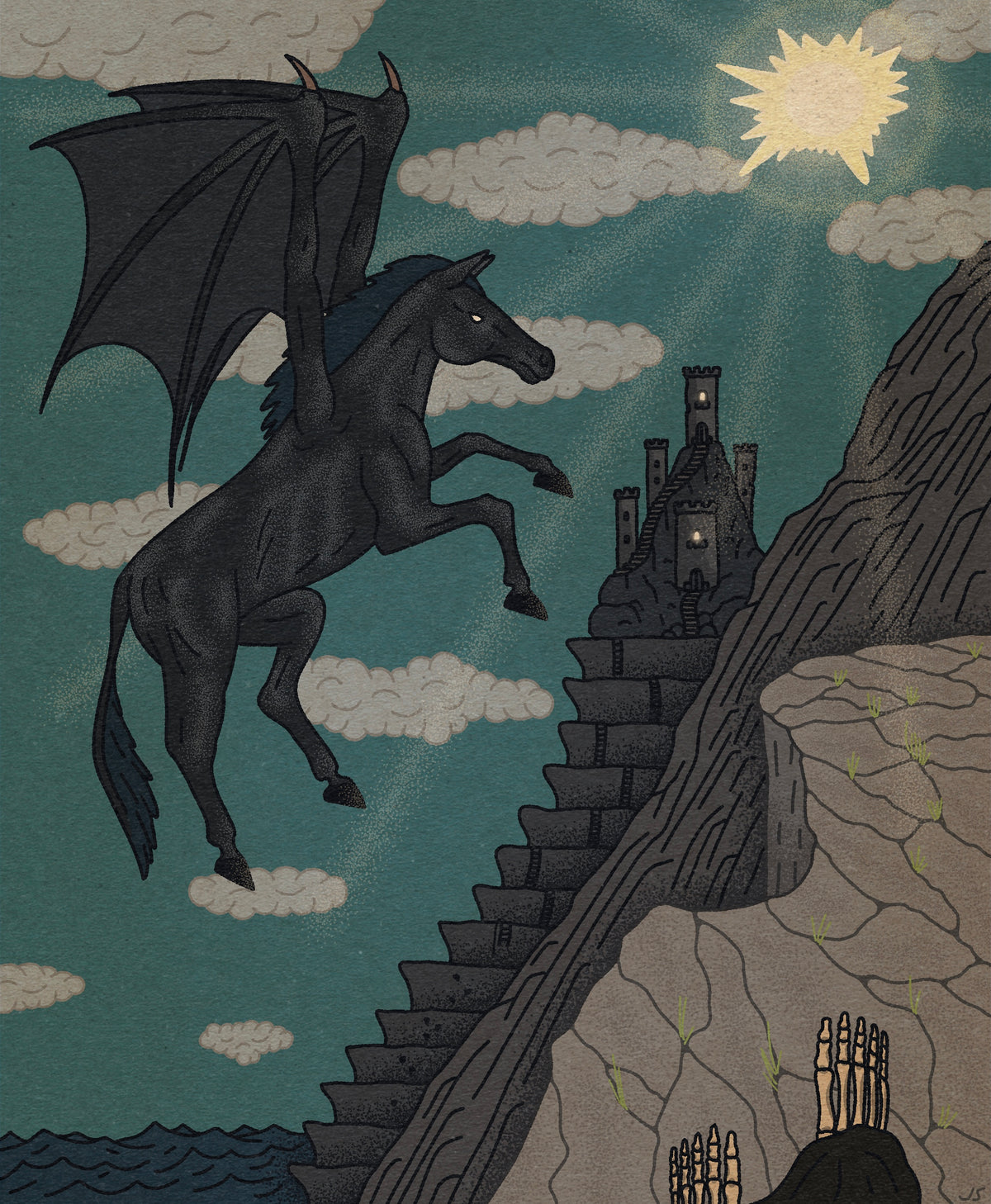 "Fantasy Castle in the Sky" 12x15 Print