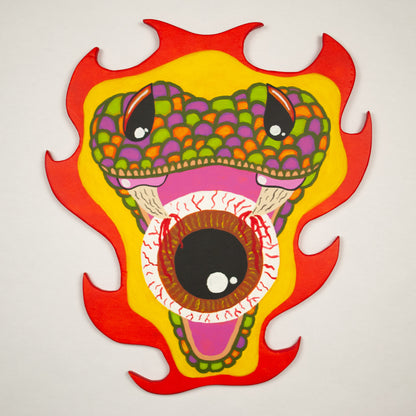 "Neon Viper" Wood Cutout Painting