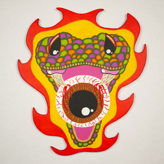 "Neon Viper" Wood Cutout Painting