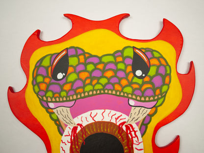 "Neon Viper" Wood Cutout Painting