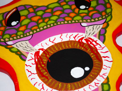 "Neon Viper" Wood Cutout Painting