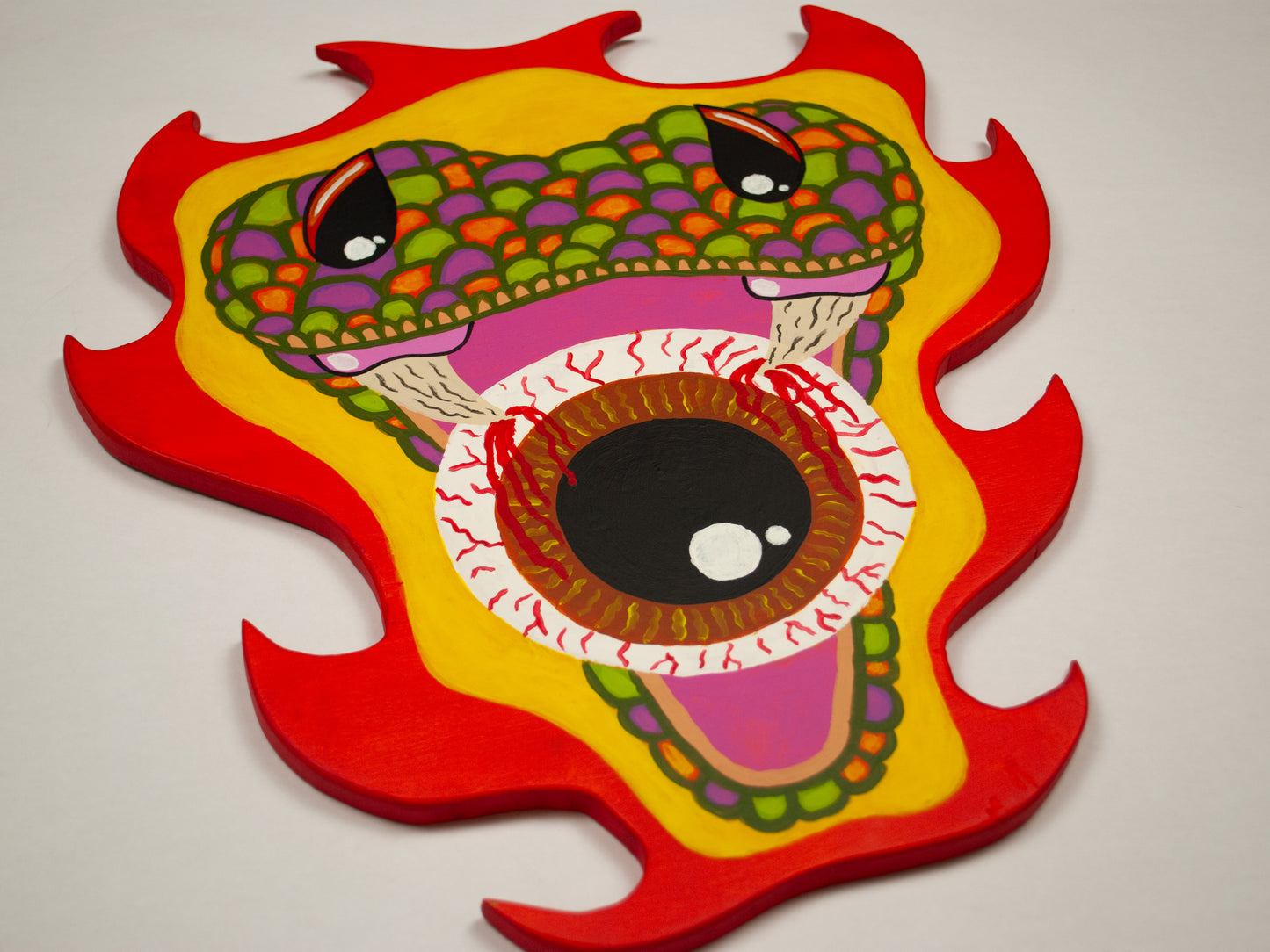 "Neon Viper" Wood Cutout Painting
