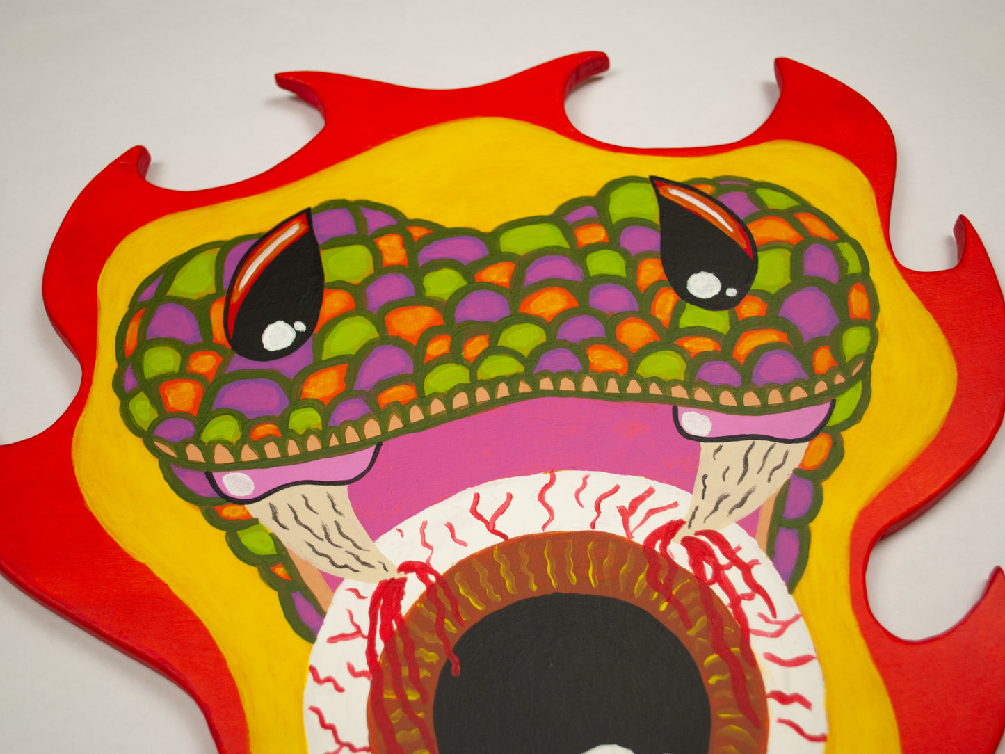 "Neon Viper" Wood Cutout Painting